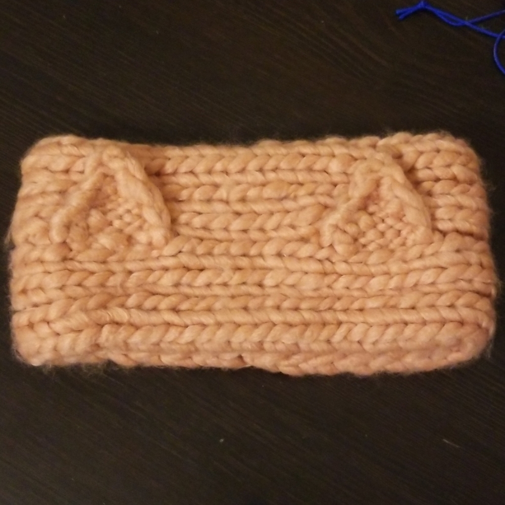 Pink cat ears winter headband, yarn, new